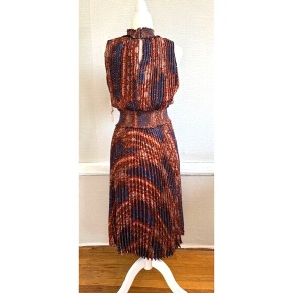 NWT Nanette Lepore Snake Print Pleated Flair Multicolor Dress Size 10 - Picture 4 of 10